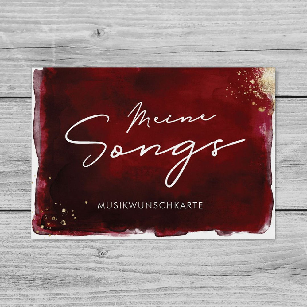 Musikwunschkarten Watercolor Breeze Weinrot DeinWeddingshop