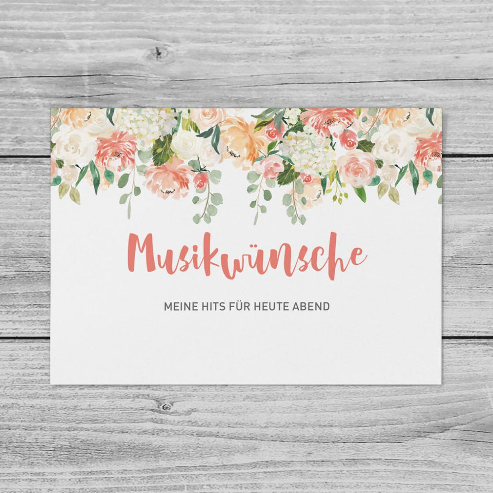 Musikwunschkarten Watercolor Floral DeinWeddingshop