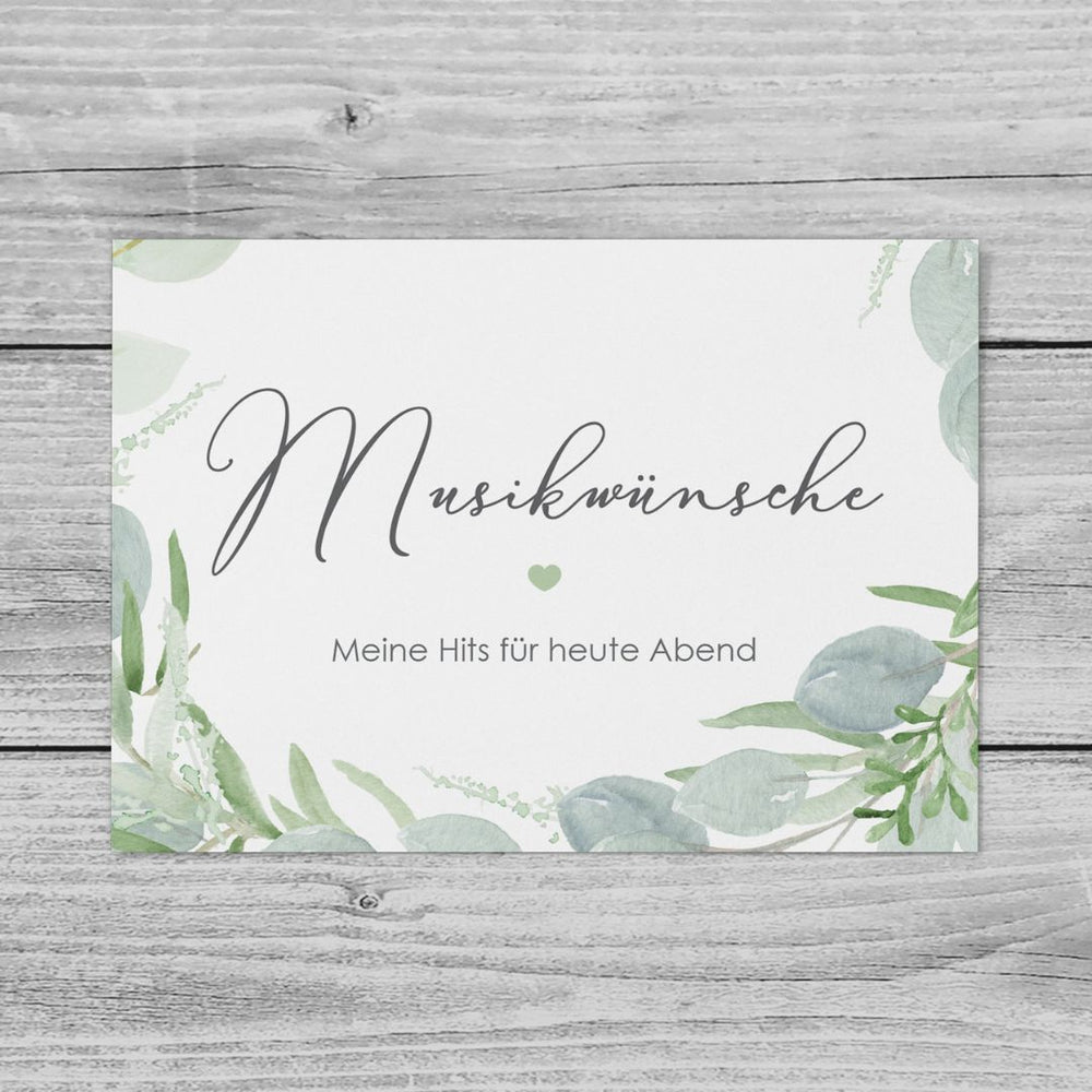 Musikwunschkarten Eucalyptus Green Love DeinWeddingshop