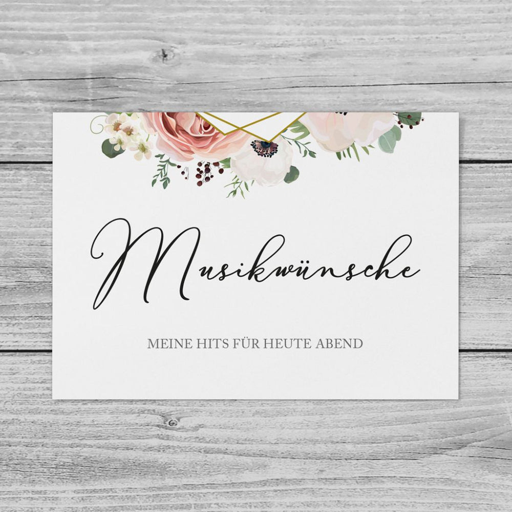 Musikwunschkarten Modern Floral DeinWeddingshop