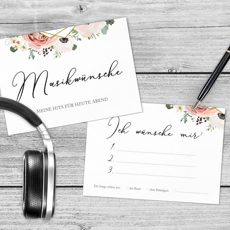 Musikwunschkarten Modern Floral DeinWeddingshop
