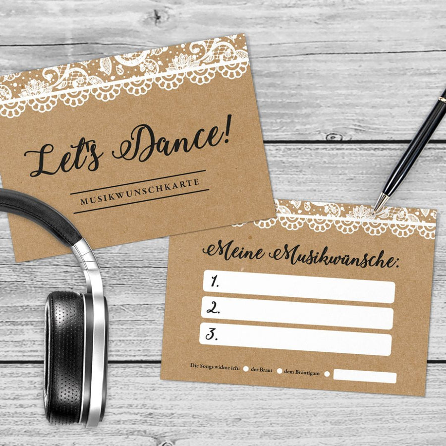 Musikwunschkarten Vintage Spitze DeinWeddingshop