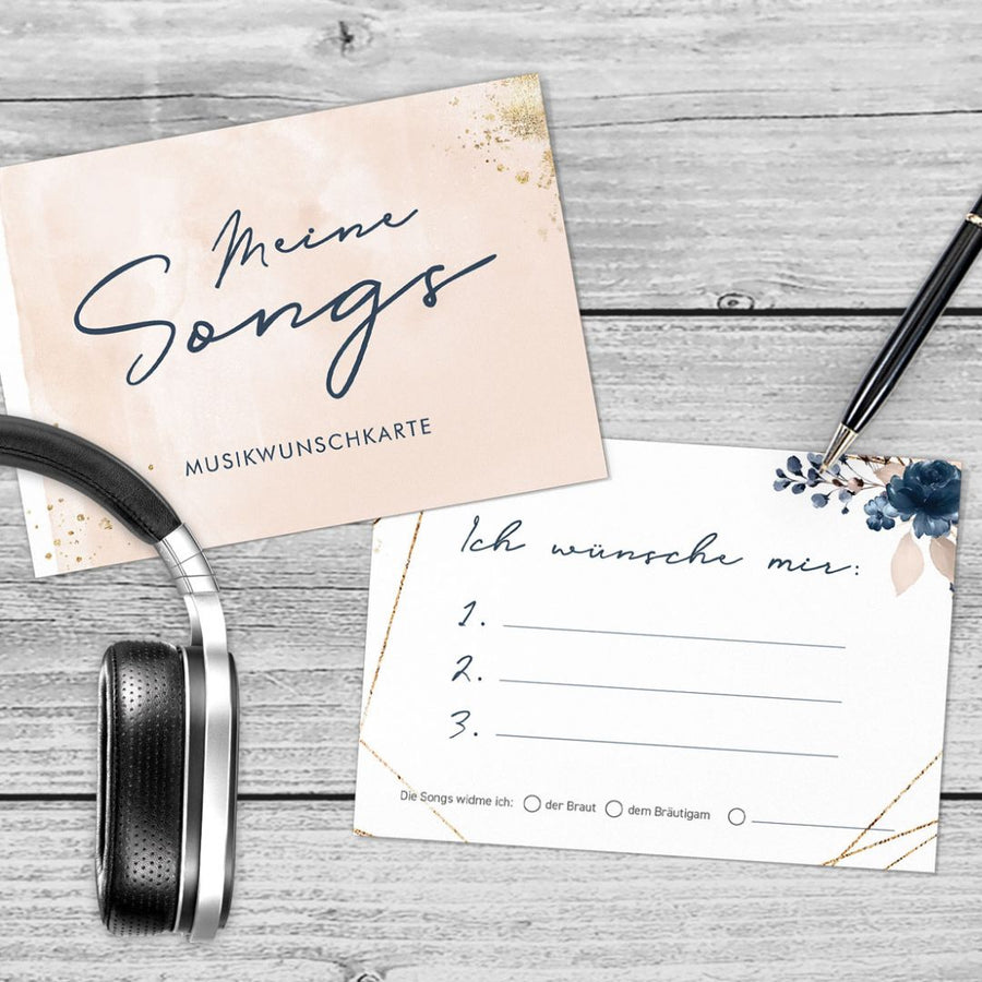 Musikwunschkarten Watercolor Breeze Rosé DeinWeddingshop