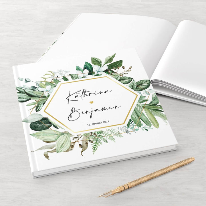 Gästebuch Greenery Aquarell 21x21 DeinWeddingshop