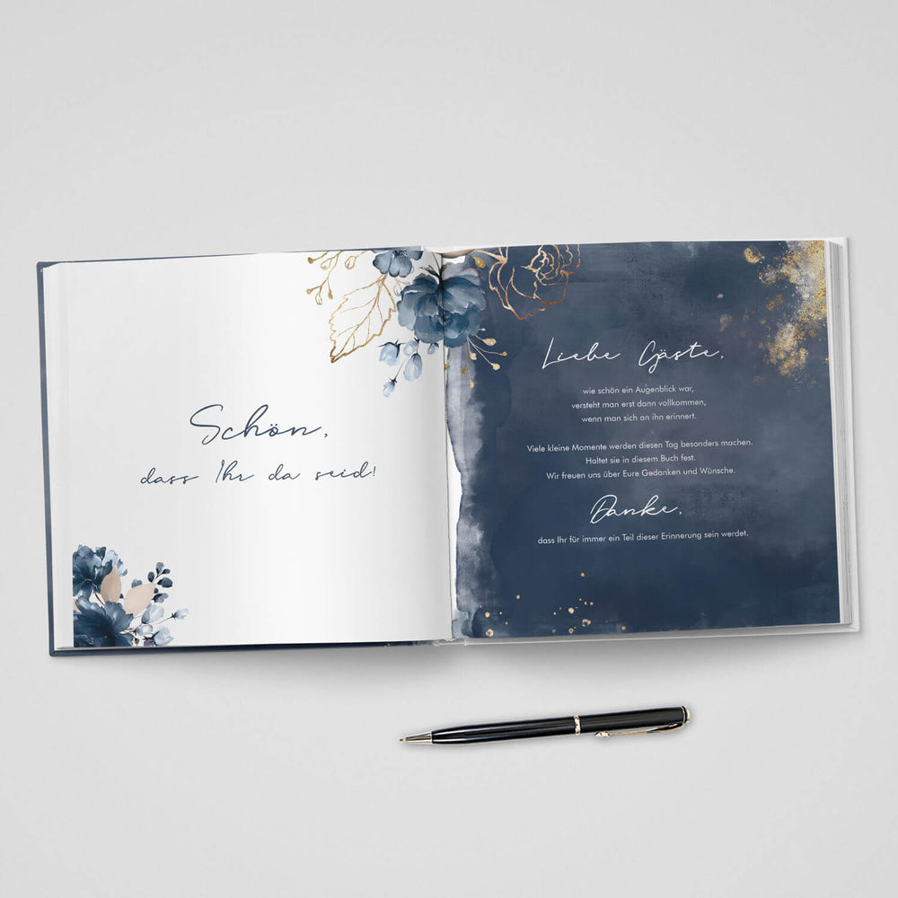 Gästebuch Watercolor Breeze Blau 21x21 DeinWeddingshop