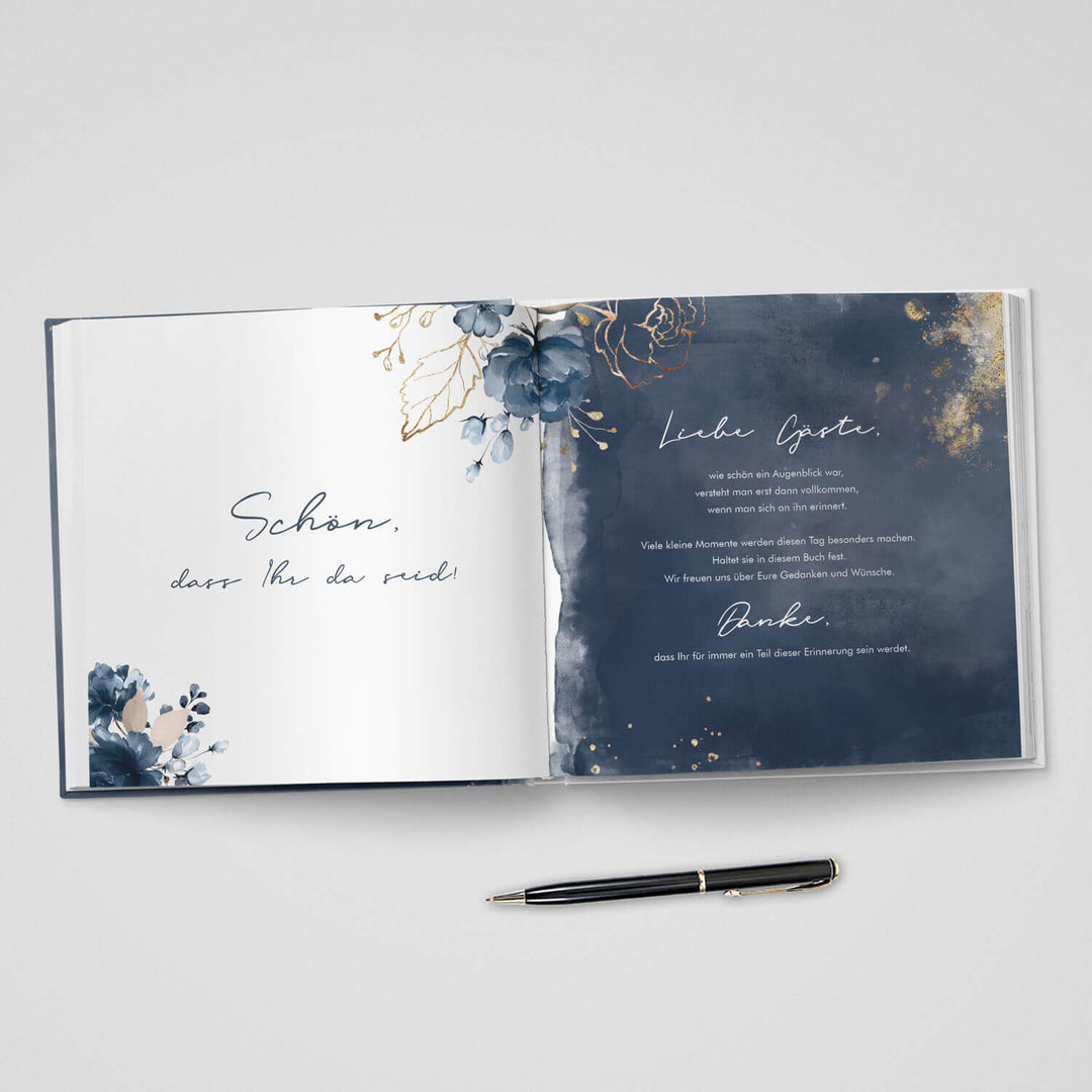 Gästebuch Watercolor Breeze Blau 21x21 DeinWeddingshop