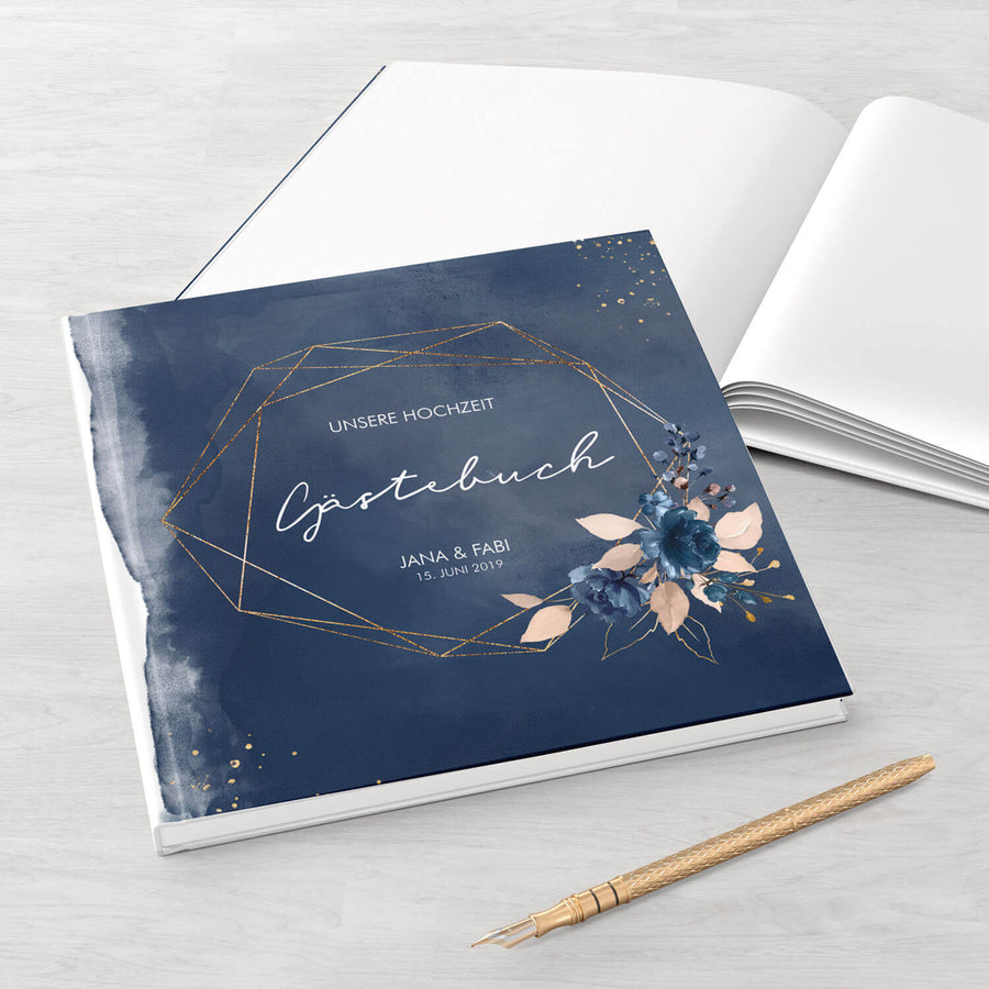 Gästebuch Watercolor Breeze Blau 21x21 DeinWeddingshop