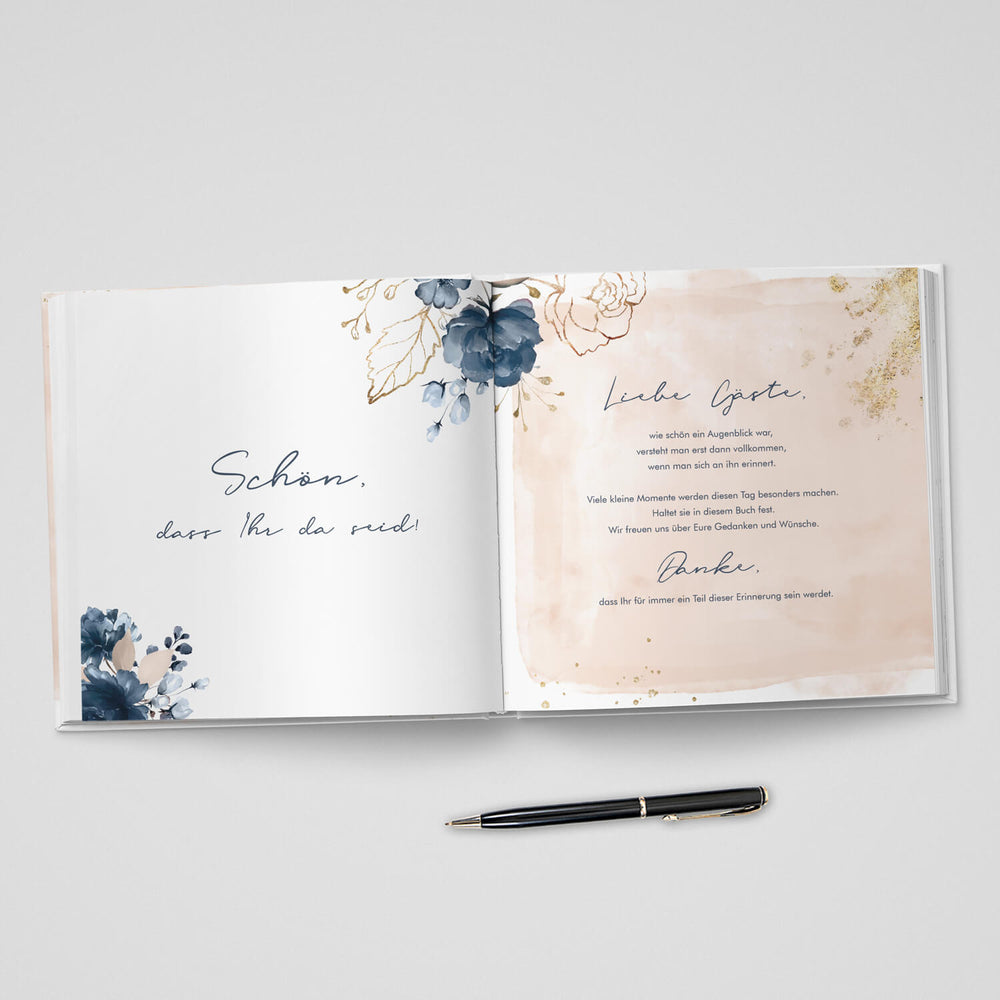Gästebuch Watercolor Breeze Rosé 21x21 DeinWeddingshop