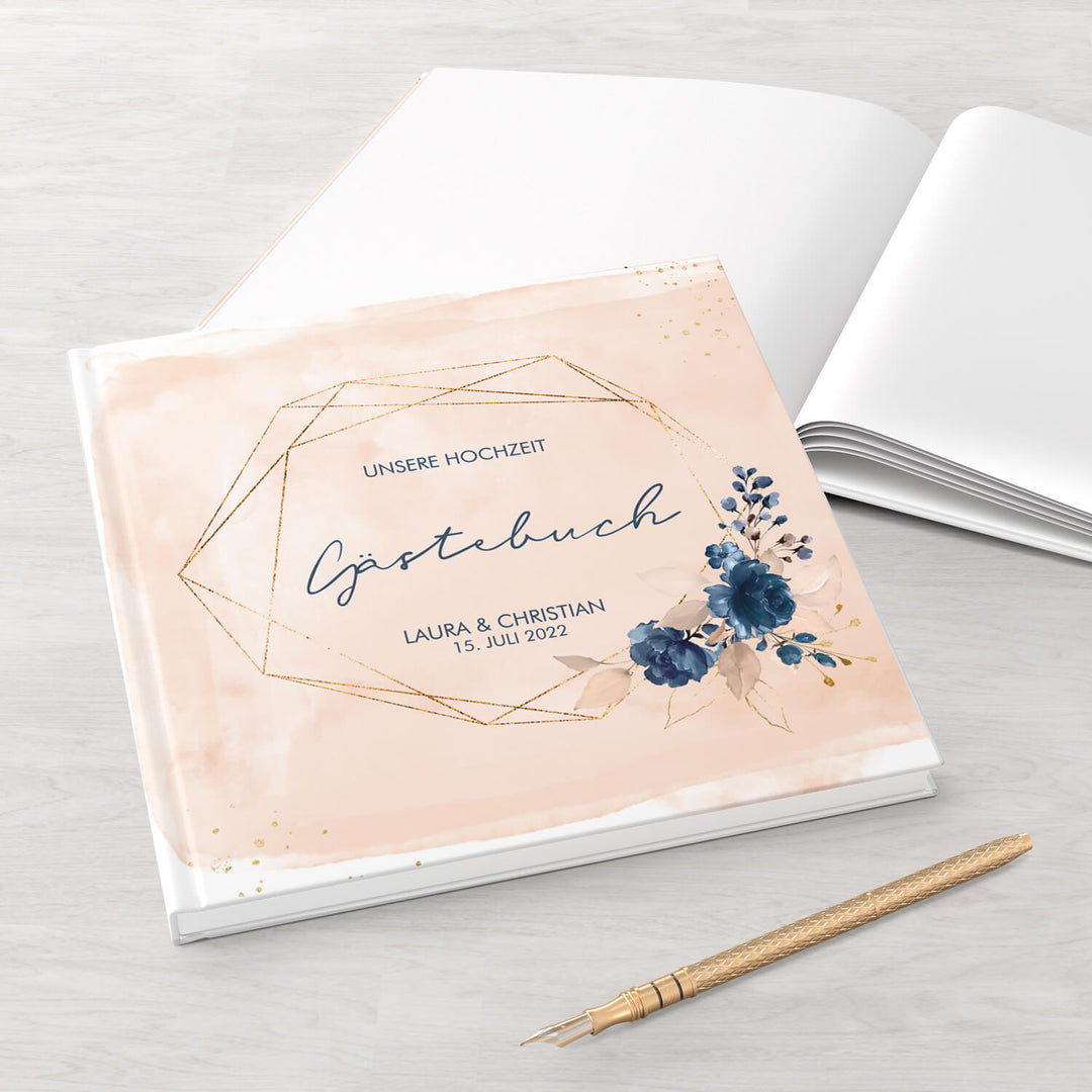 Gästebuch Watercolor Breeze Rosé 21x21 DeinWeddingshop