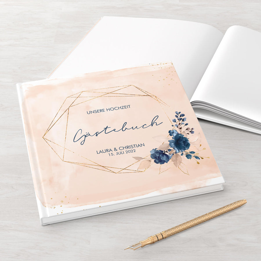 Gästebuch Watercolor Breeze Rosé 21x21 DeinWeddingshop