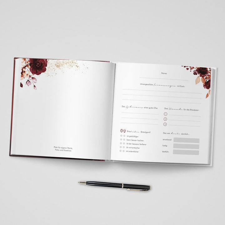 Gästebuch Watercolor Breeze Weinrot 21x21 DeinWeddingshop