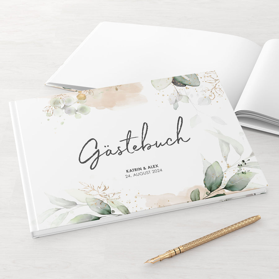 Gästebuch Greenery Glitter DeinWeddingshop