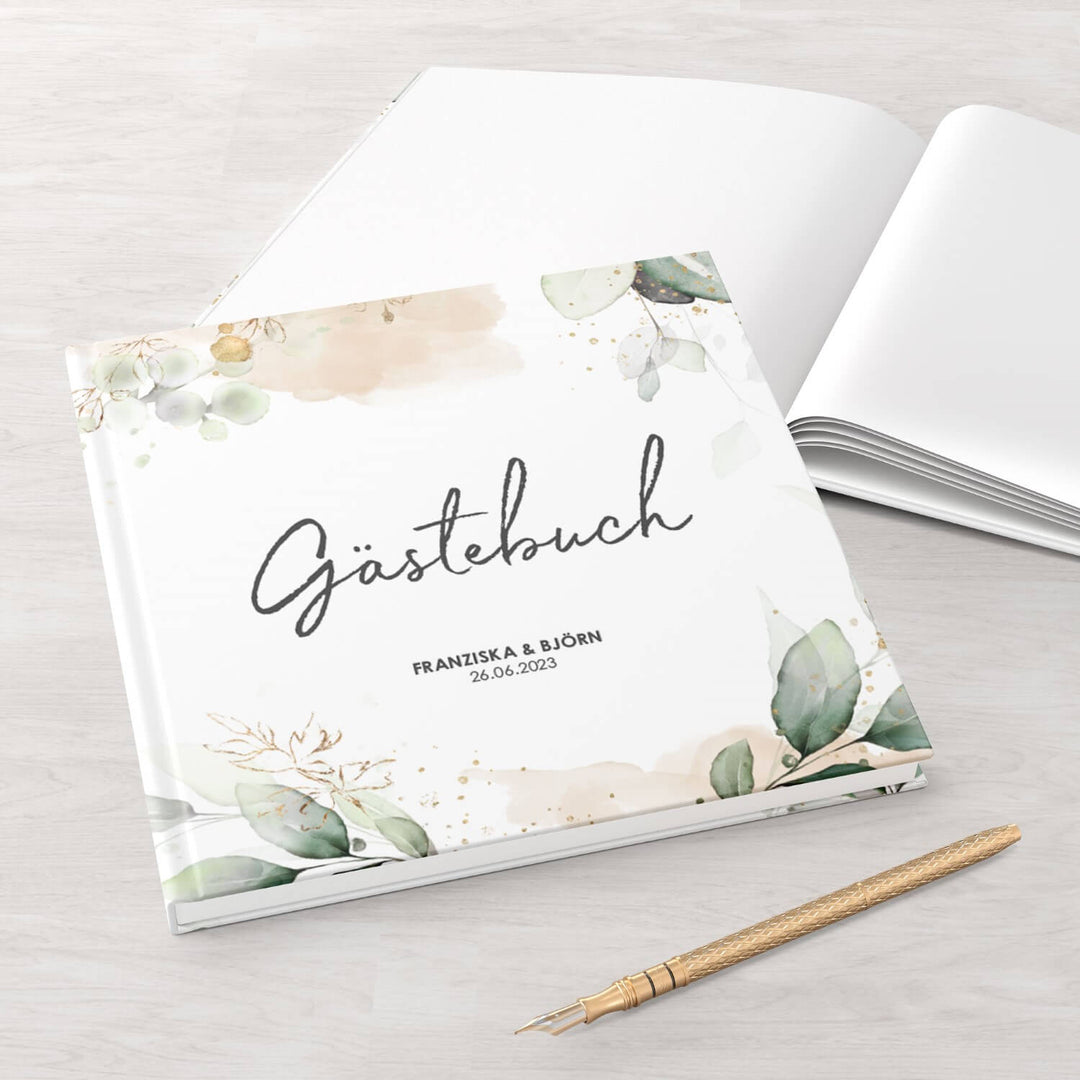 Gästebuch Greenery Glitter 21x21 DeinWeddingshop