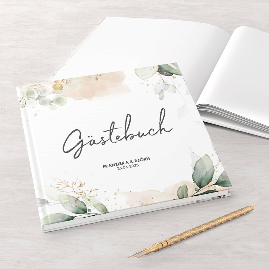 Gästebuch Greenery Glitter 21x21 DeinWeddingshop