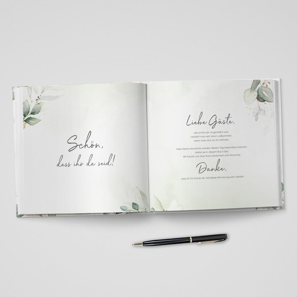 Gästebuch Greenery Glitter 21x21 DeinWeddingshop