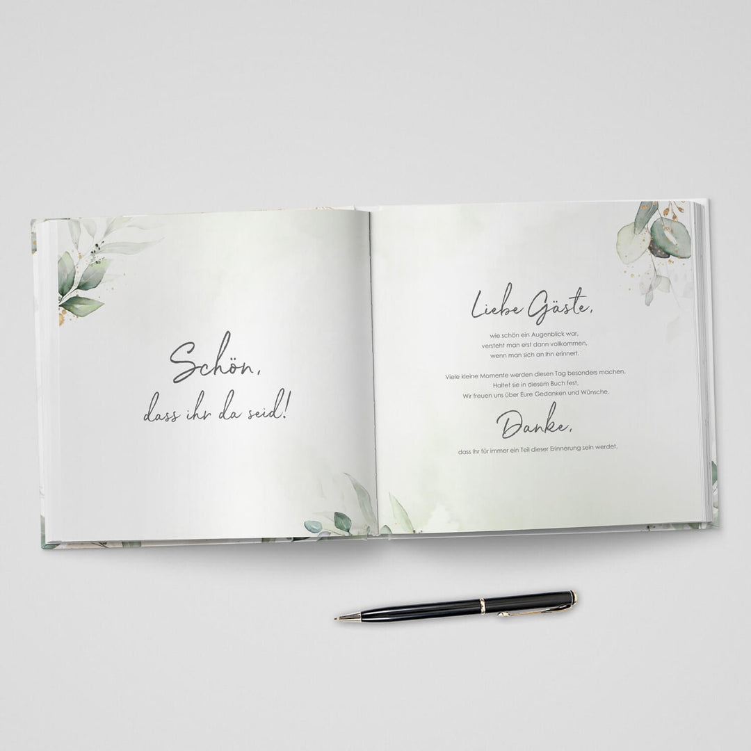 Gästebuch Greenery Glitter 21x21 DeinWeddingshop