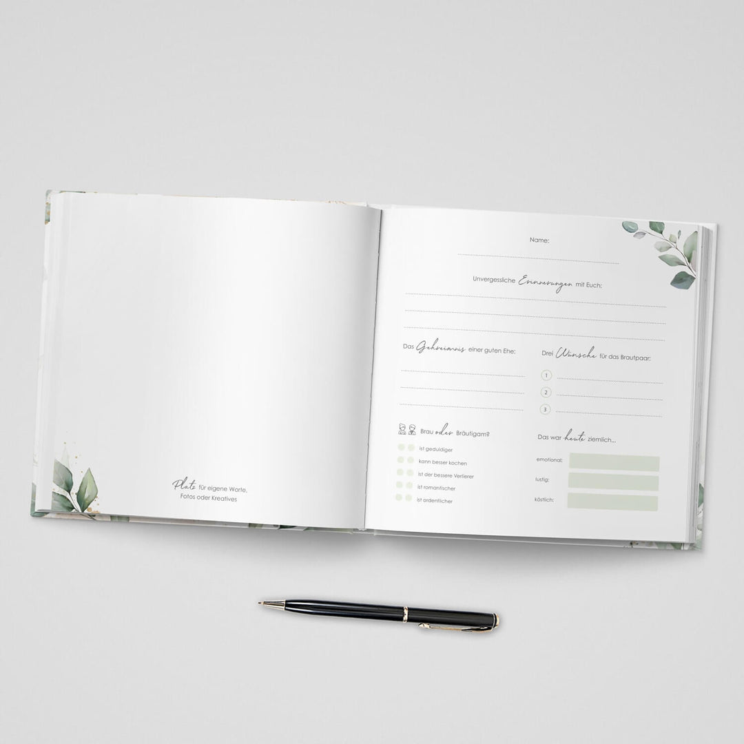 Gästebuch Greenery Glitter 21x21 DeinWeddingshop