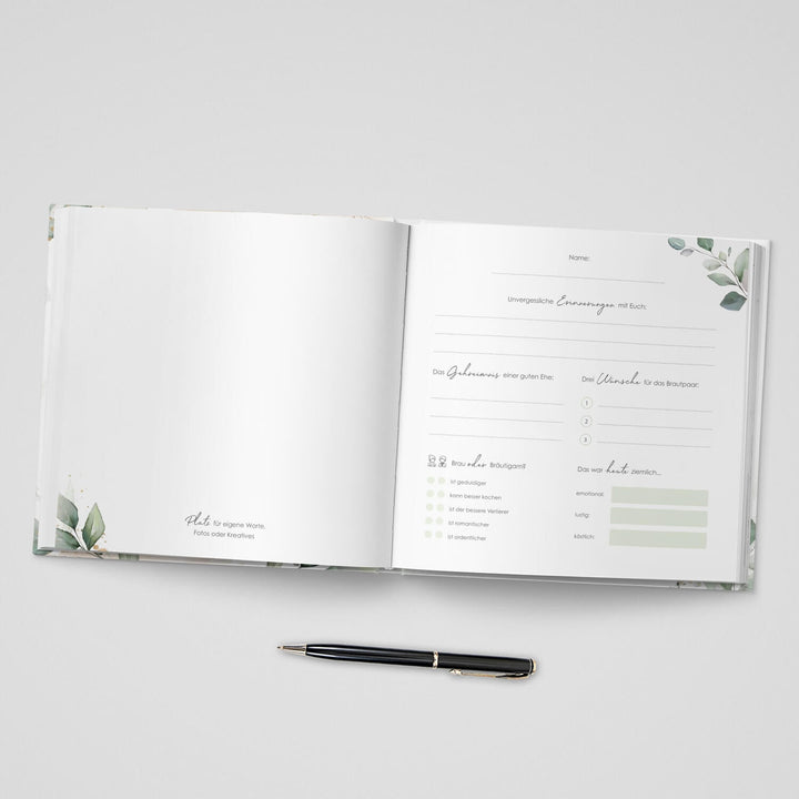 Gästebuch Greenery Glitter 21x21 DeinWeddingshop