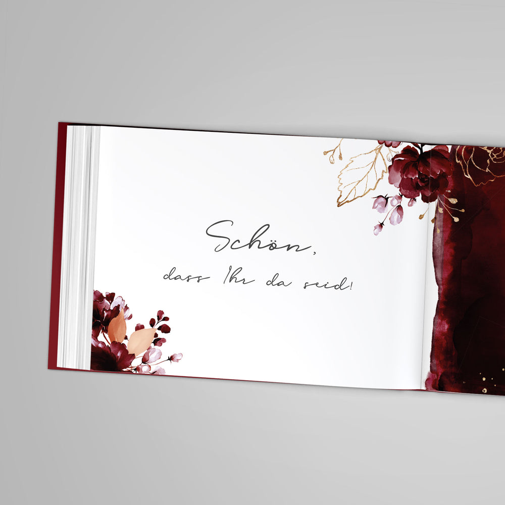 Gästebuch Watercolor Breeze Weinrot DeinWeddingshop