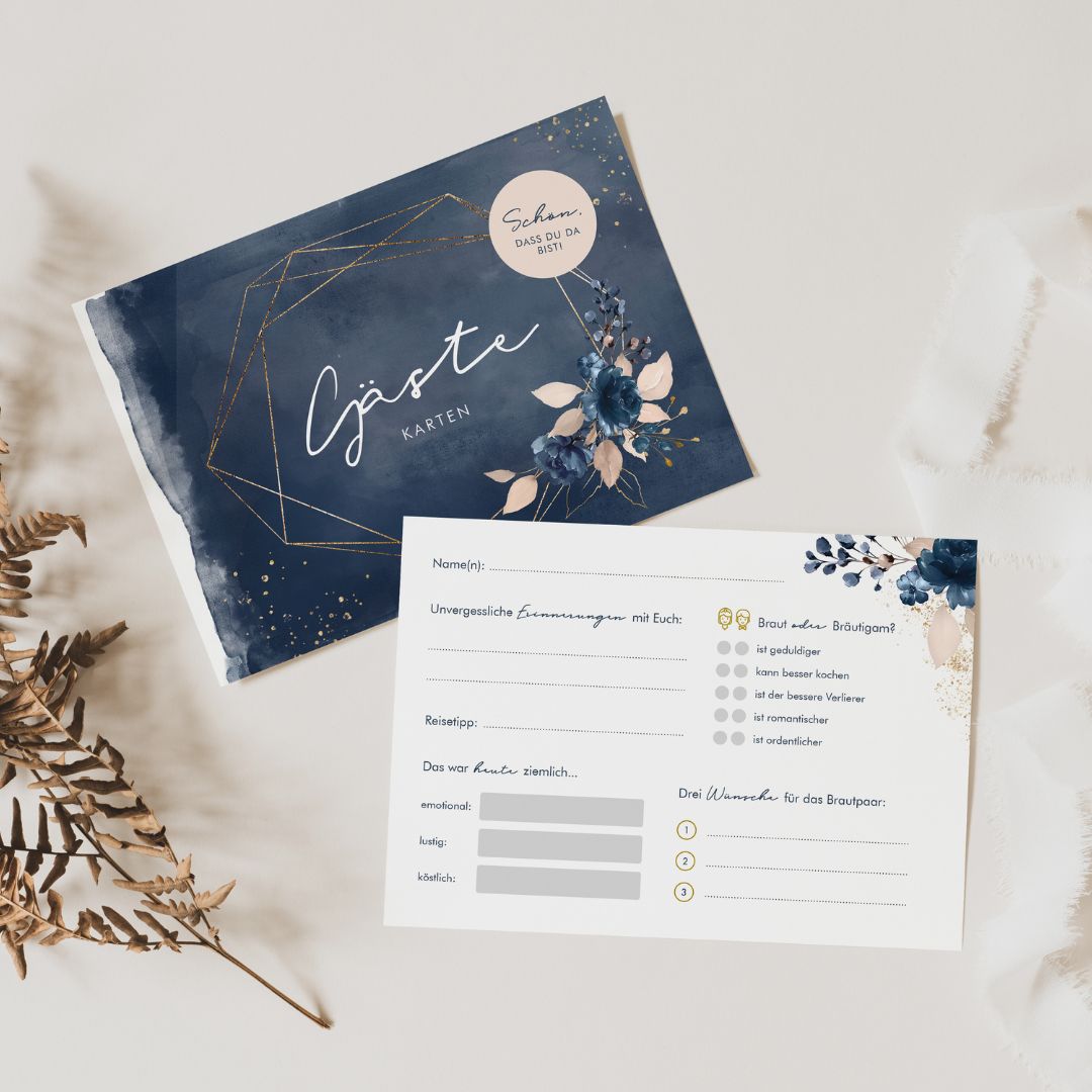 Gästebuchkarten Watercolor Breeze Blau DeinWeddingshop