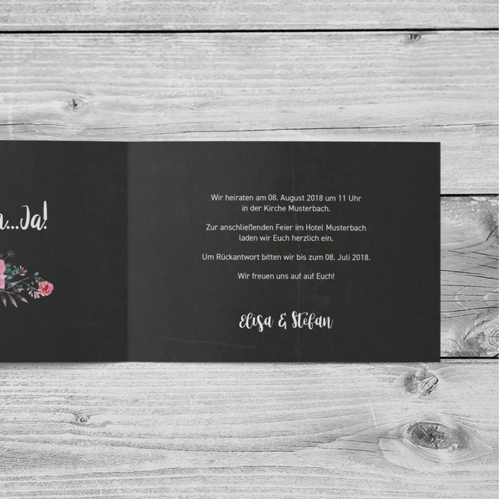Einladungskarte Chalkboard Flower DeinWeddingshop