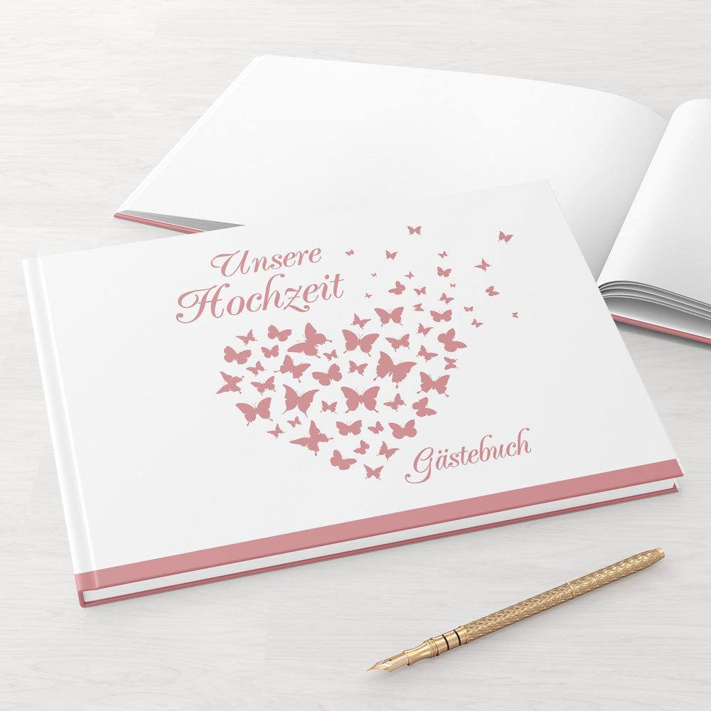 Gästebuch - Sale Butterfly Heart Rose DeinWeddingshop