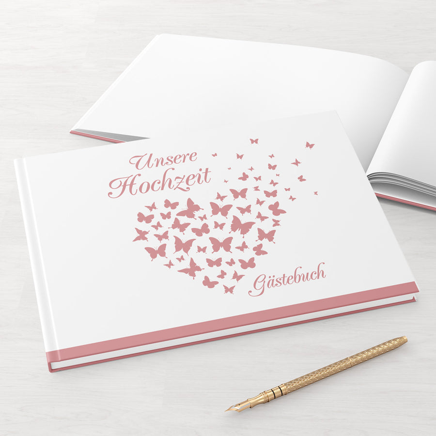 Gästebuch - Sale Butterfly Heart Rose DeinWeddingshop