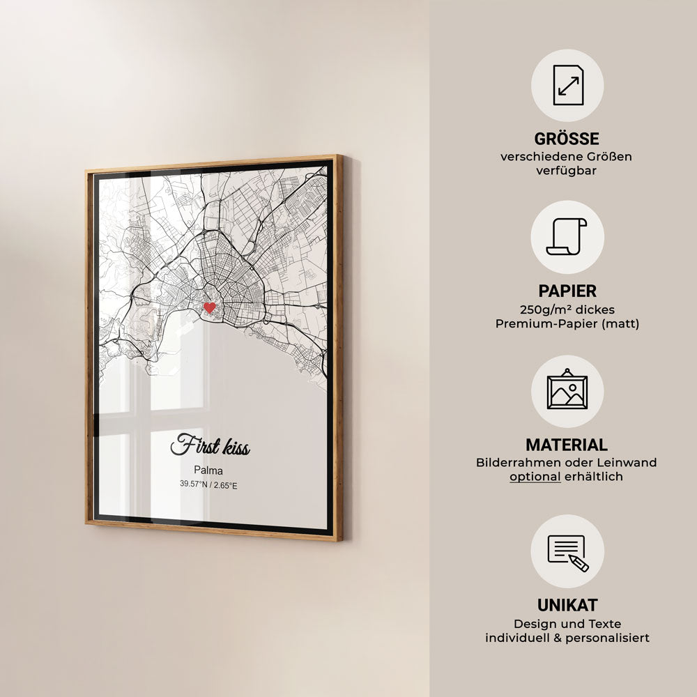 Wandbilder Stadtkarte - Rahmen1 DeinWeddingshop