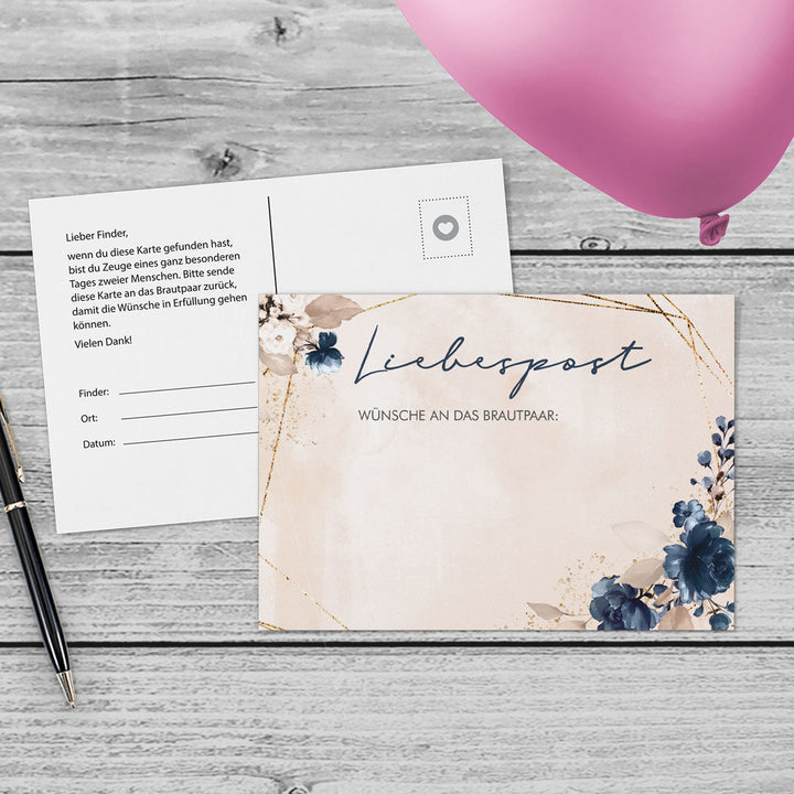 Ballonkarten Watercolor Breeze Rosé DeinWeddingshop