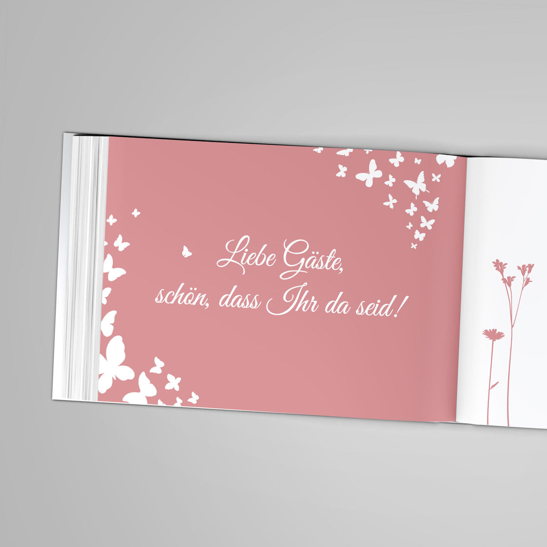 Gästebuch - Sale Butterfly Heart Rose DeinWeddingshop