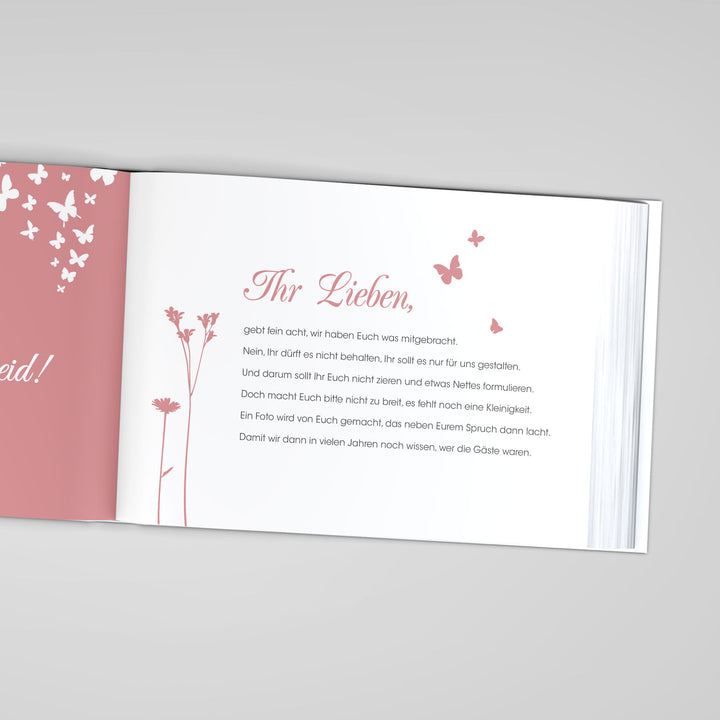 Gästebuch - Sale Butterfly Heart Rose DeinWeddingshop