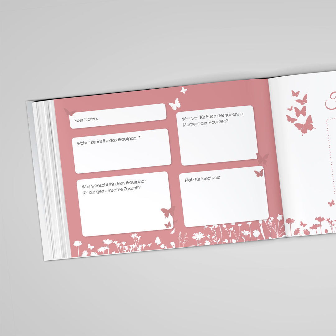 Gästebuch - Sale Butterfly Heart Rose DeinWeddingshop