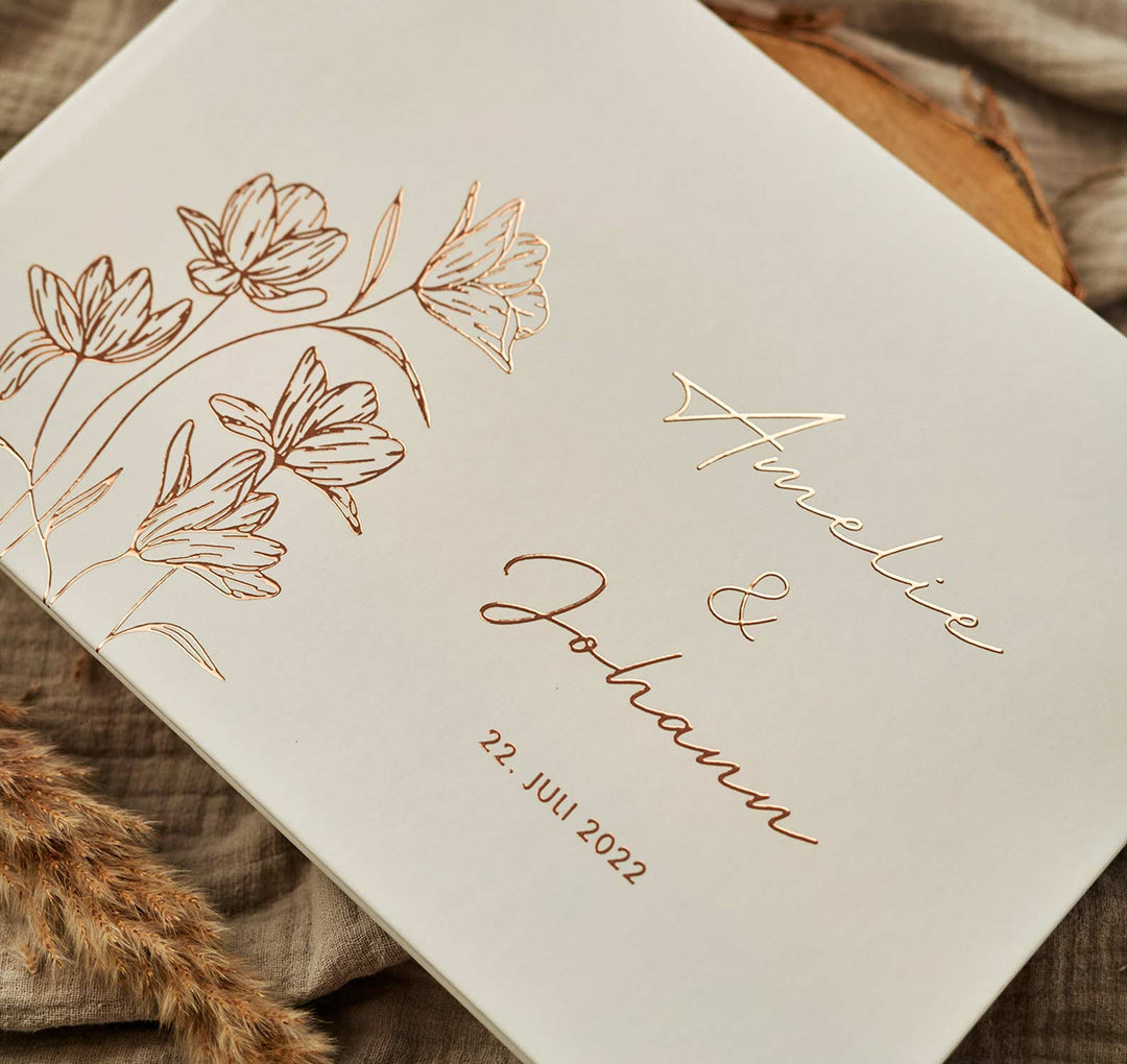 Gästebuch Hochzeit - Deluxe Flowers - Personalisiert mit Namen und Datum