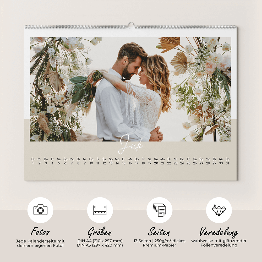 Wandkalender Fotokalender - Pastell DeinWeddingshop