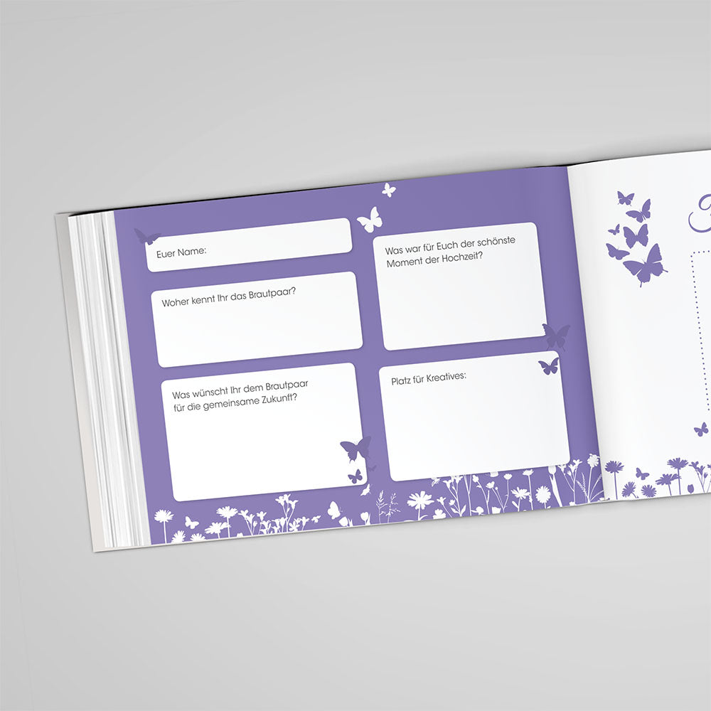 Gästebuch - Sale Butterfly Heart Flieder DeinWeddingshop