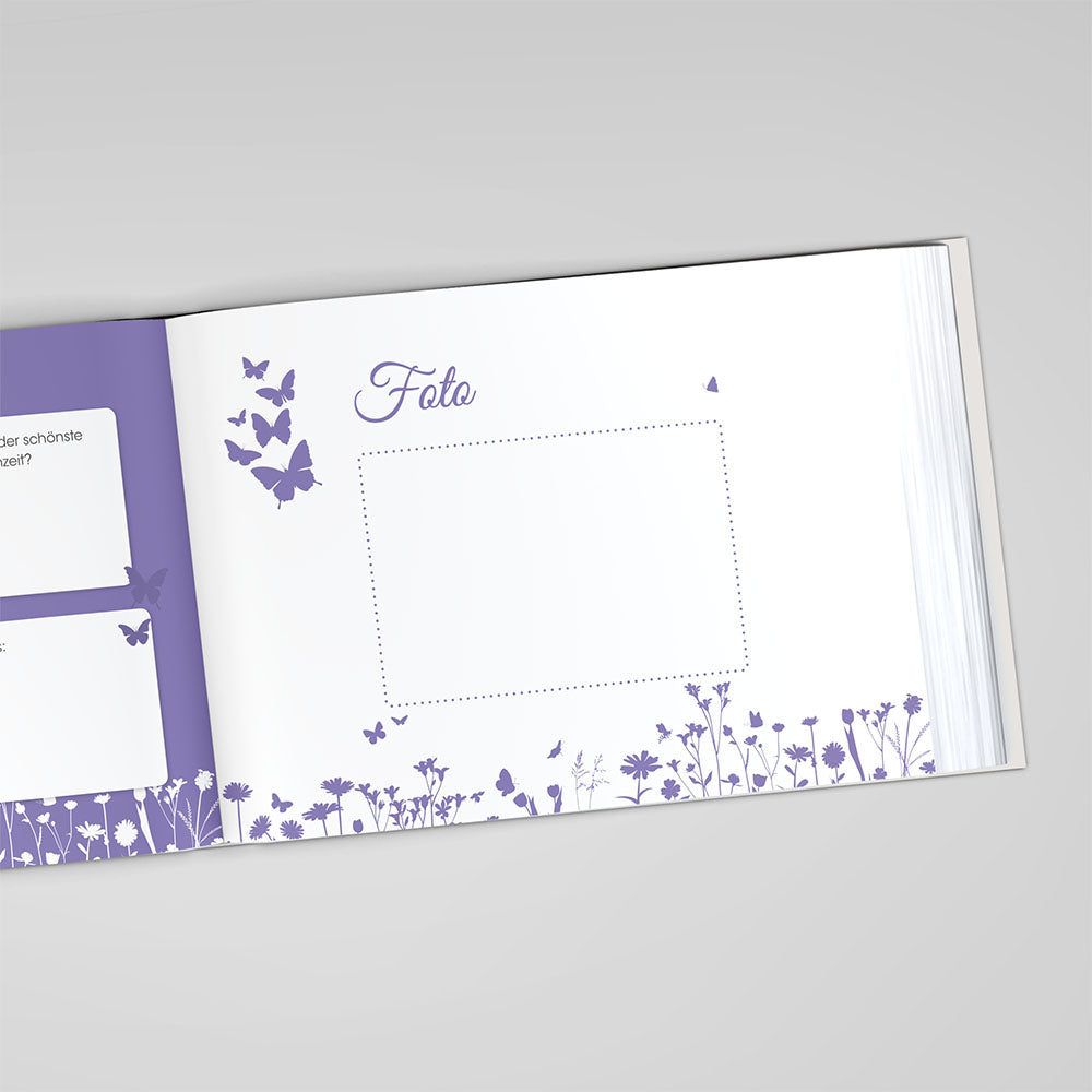 Gästebuch - Sale Butterfly Heart Flieder DeinWeddingshop