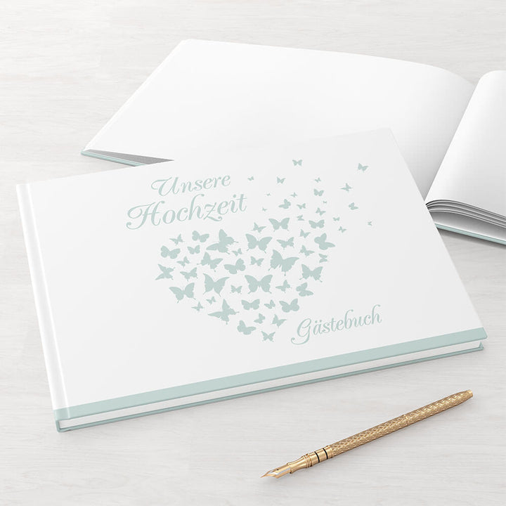 Gästebuch - Sale Butterfly Heart Mint DeinWeddingshop