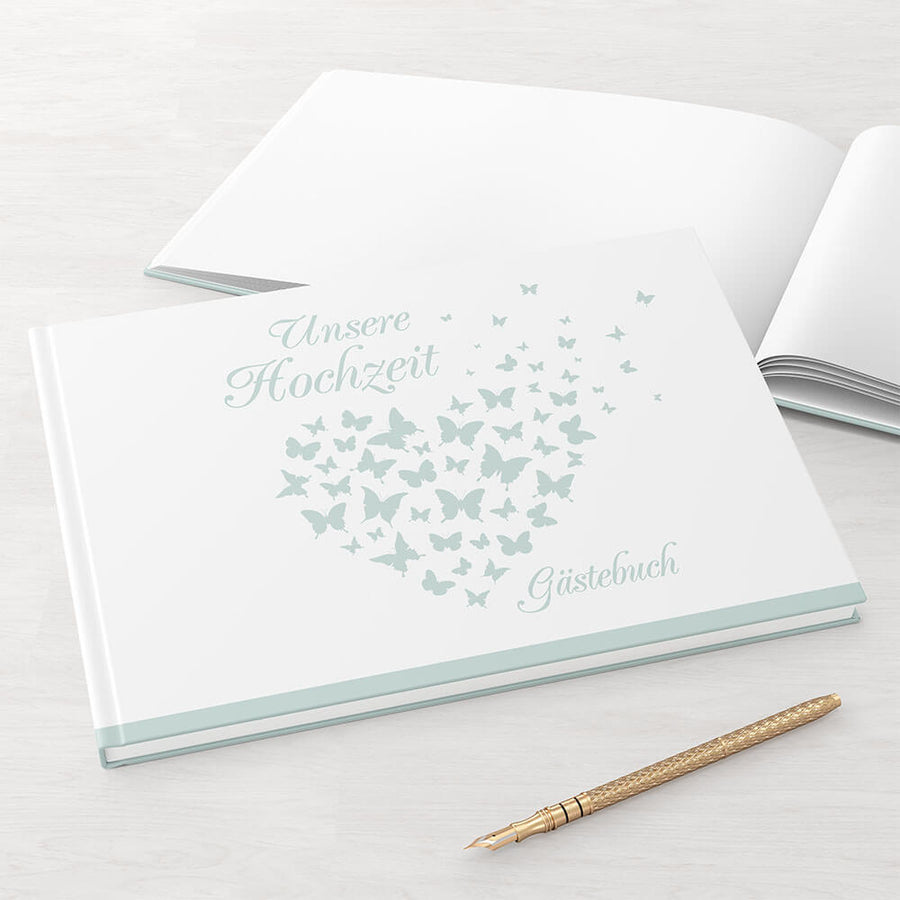 Gästebuch - Sale Butterfly Heart Mint DeinWeddingshop