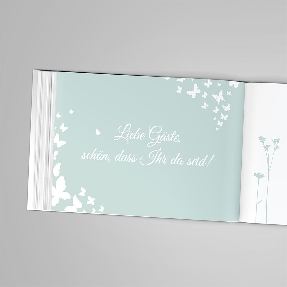 Gästebuch - Sale Butterfly Heart Mint DeinWeddingshop