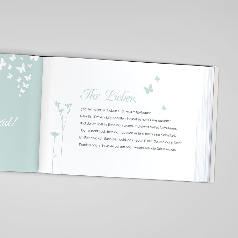 Gästebuch - Sale Butterfly Heart Mint DeinWeddingshop