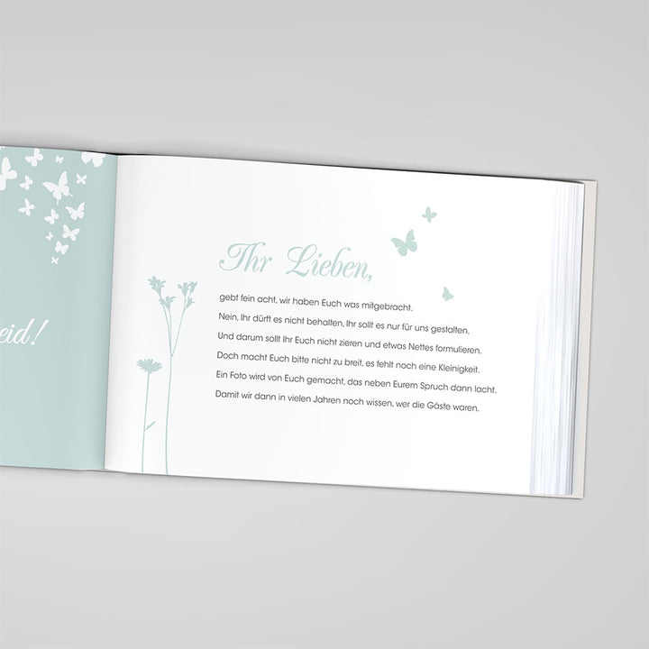 Gästebuch - Sale Butterfly Heart Mint DeinWeddingshop
