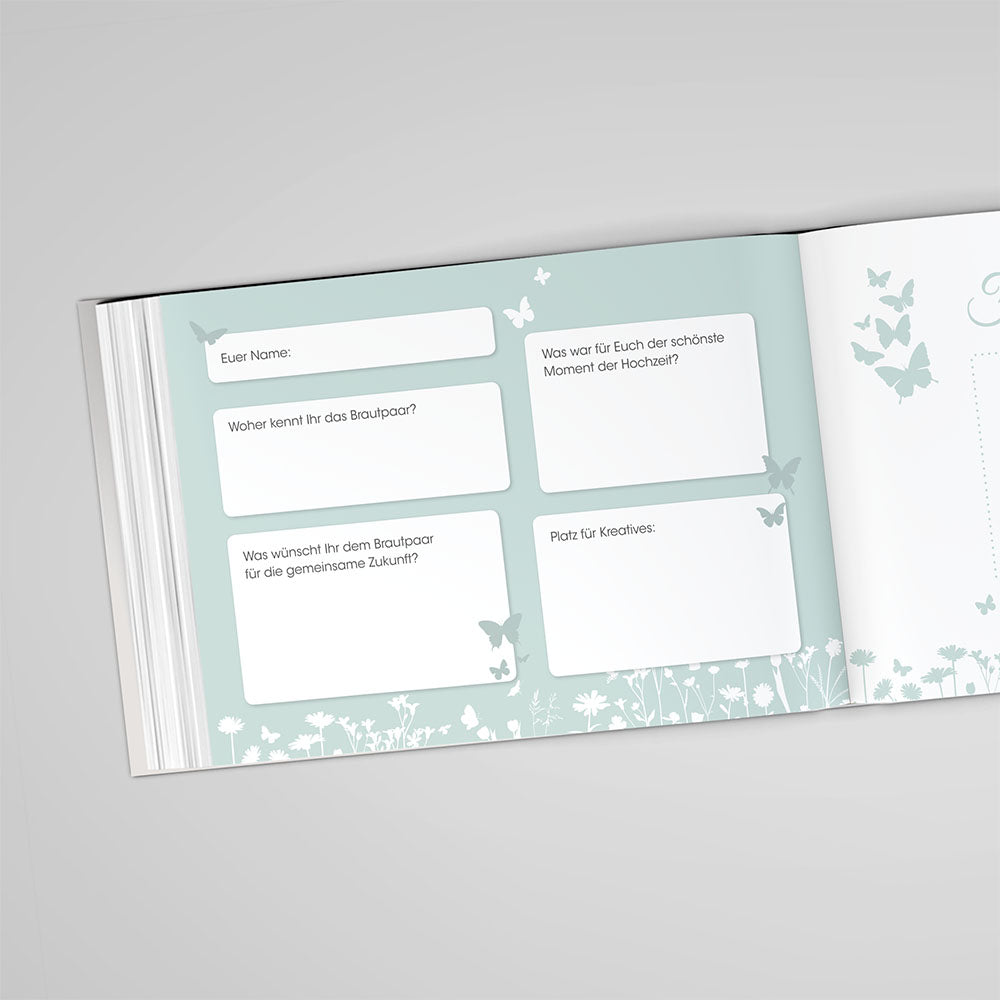Gästebuch - Sale Butterfly Heart Mint DeinWeddingshop