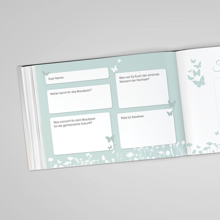 Gästebuch - Sale Butterfly Heart Mint DeinWeddingshop