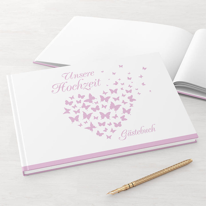 Gästebuch - Sale Butterfly Heart Pastellrosé DeinWeddingshop
