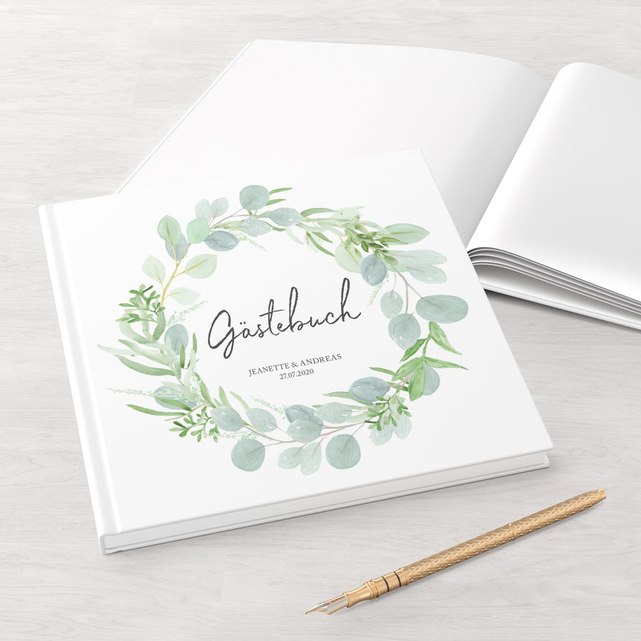 Gästebuch Eucalyptus Green Love 21x21 DeinWeddingshop