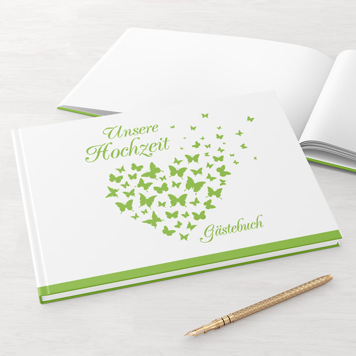 Gästebuch - Sale Butterfly Heart Hellgrün DeinWeddingshop