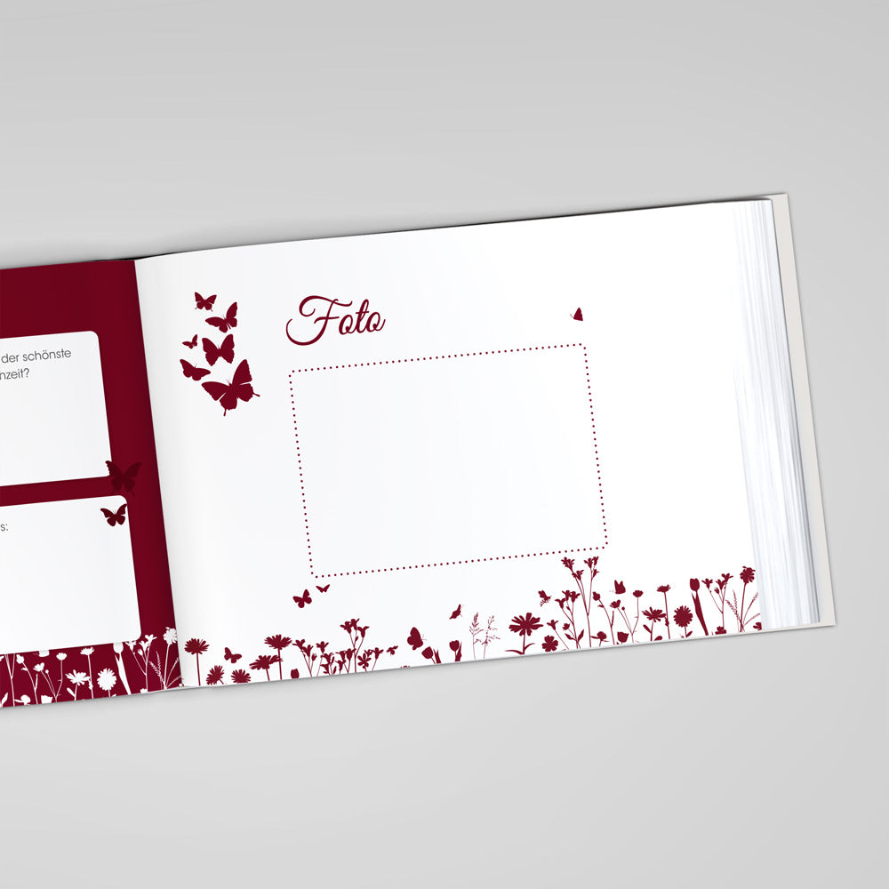 Gästebuch - Sale Butterfly Heart Weinrot DeinWeddingshop