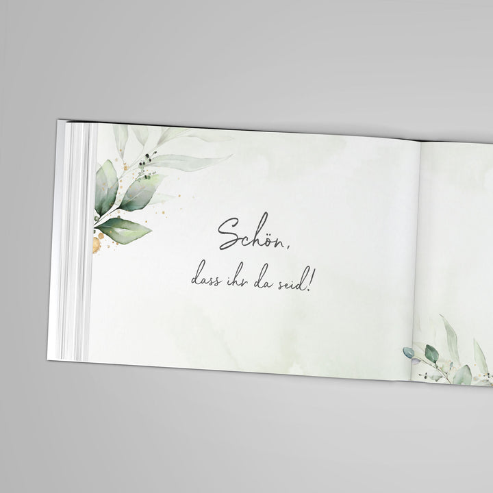 Gästebuch - Sale Greenery Glitter DeinWeddingshop