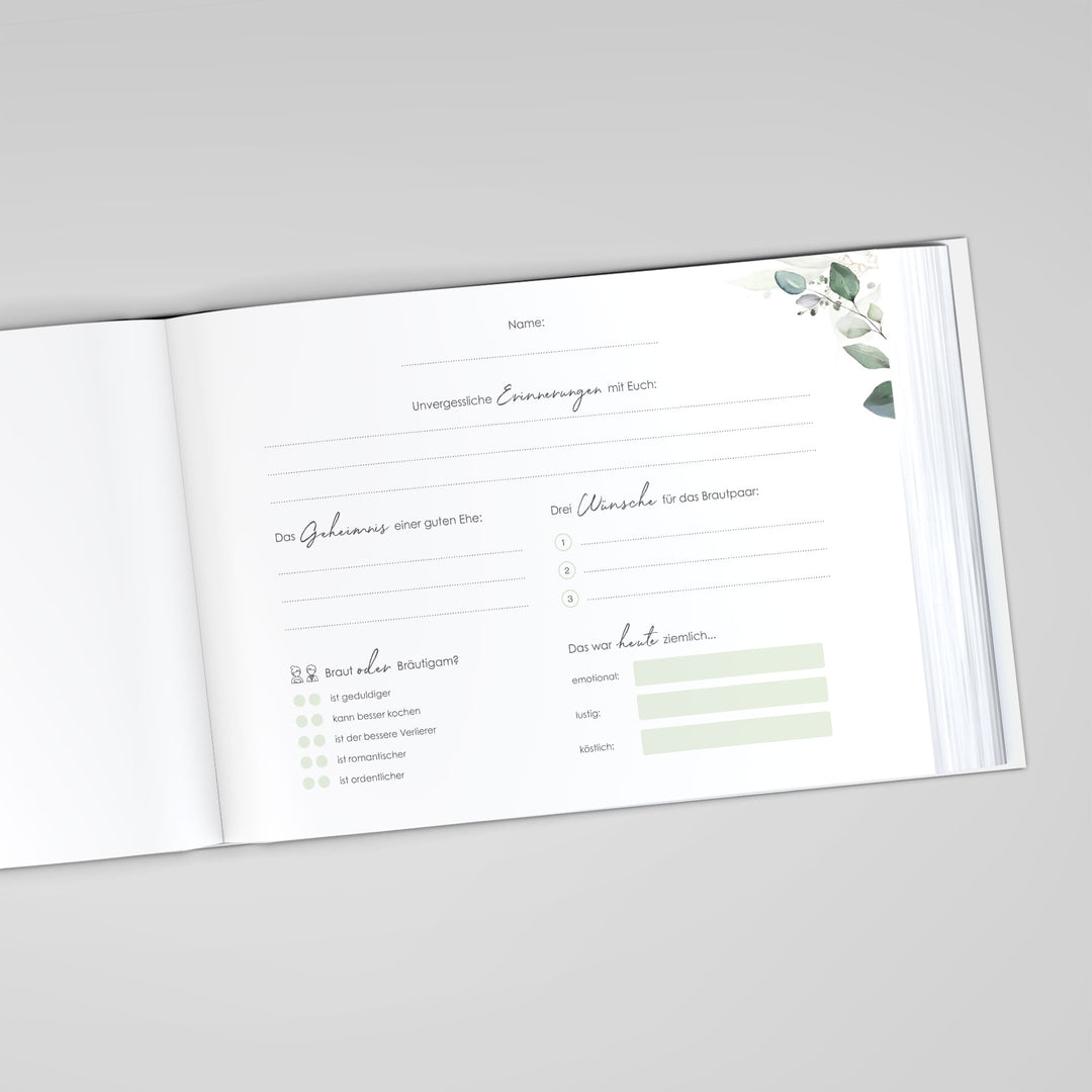 Gästebuch - Sale Greenery Glitter DeinWeddingshop
