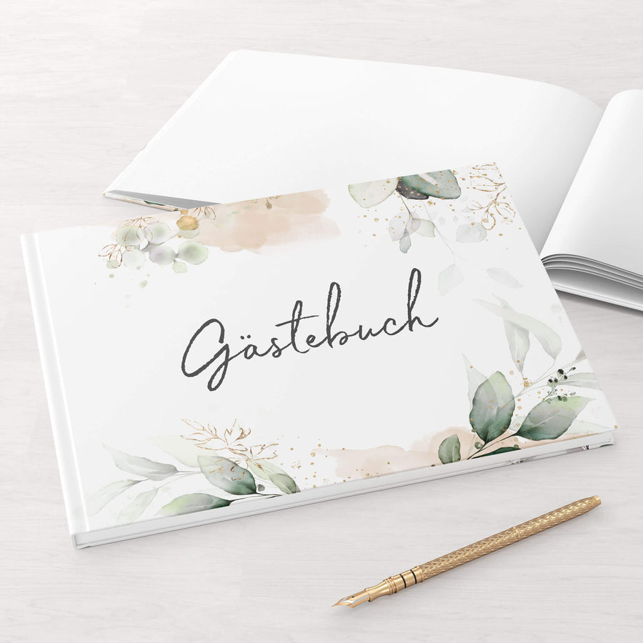 Gästebuch - Sale Greenery Glitter DeinWeddingshop